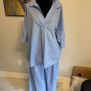 Zara Light Blue Wide Leg Jumpsuit